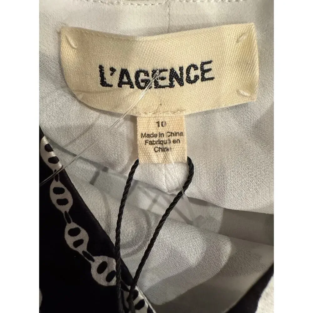 L'AGENCE Seridie Silk Midi Slip Dress - Black/White Graffiti size 10 (new) - Picture 8 of 8